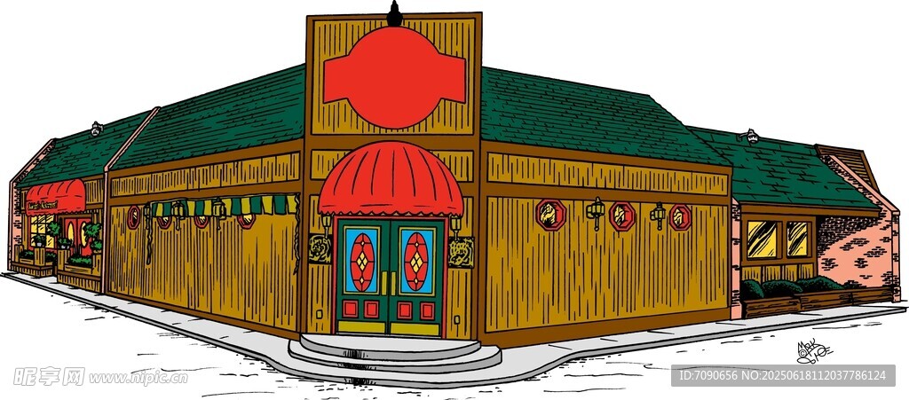 復(fù)古風(fēng)格街邊商鋪建筑
