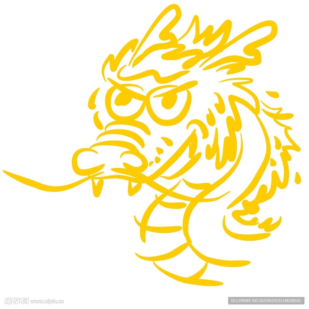 卡通中國(guó)傳統(tǒng)黃色龍裝飾矢量