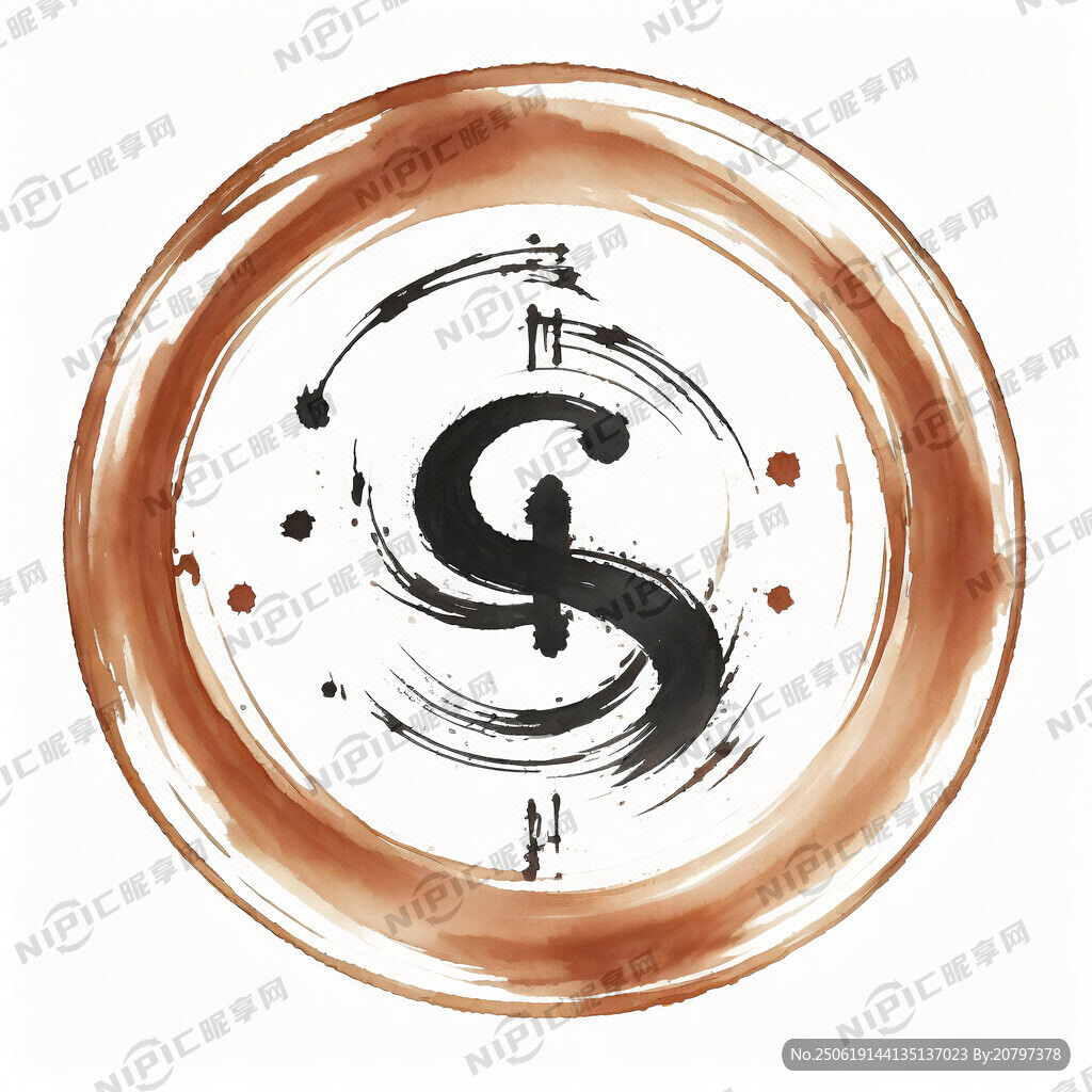 溪源庵飯店帶水墨風格 圓形標志