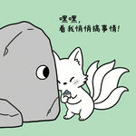 小狐貍與石頭的俏皮互動