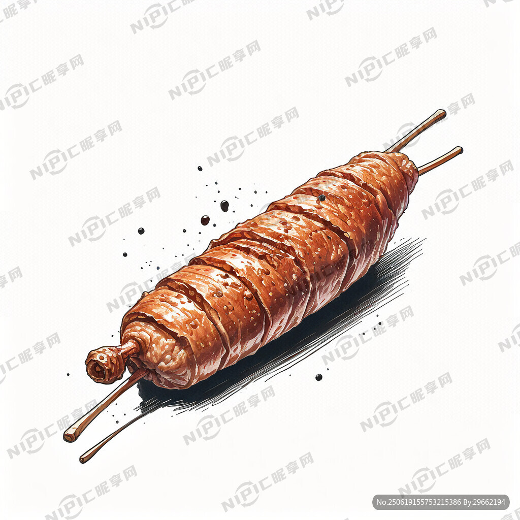 一根大肉串手繪