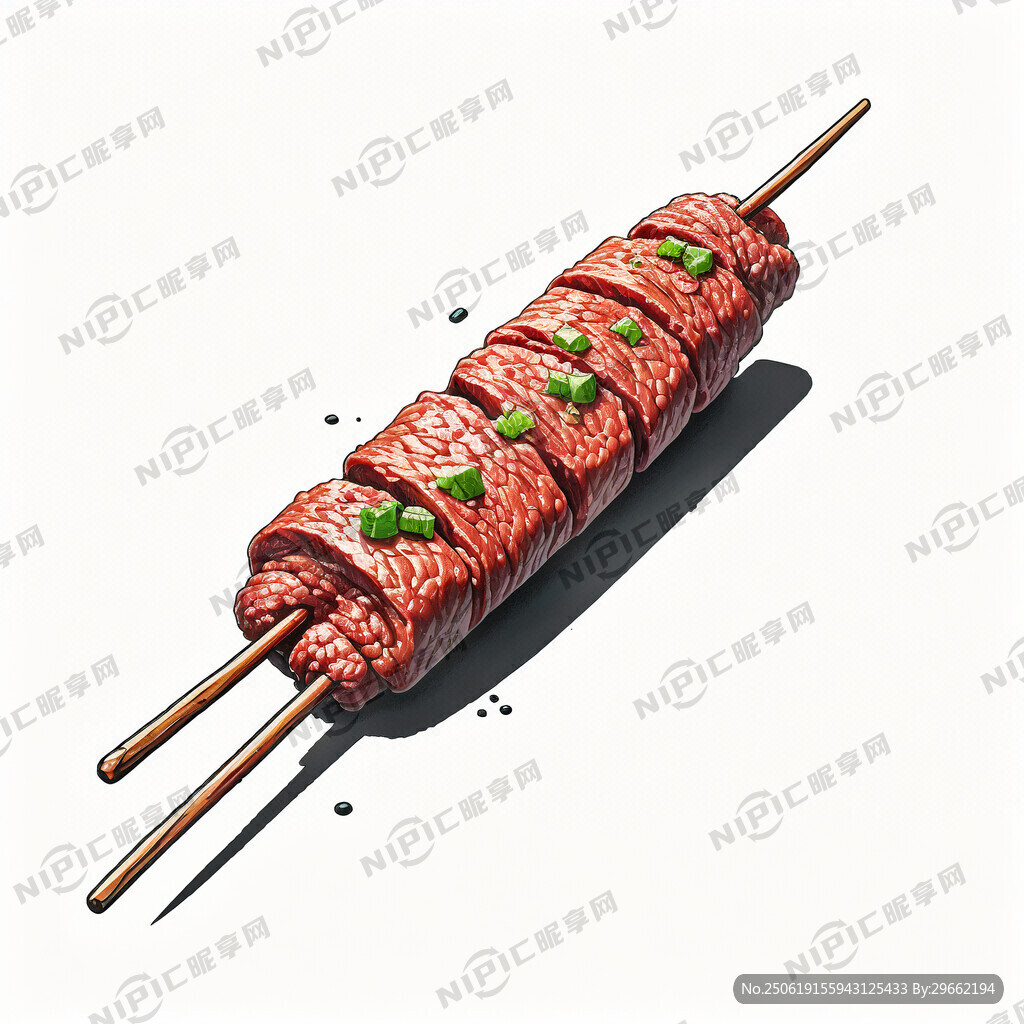 一根大  牛肉串手繪
