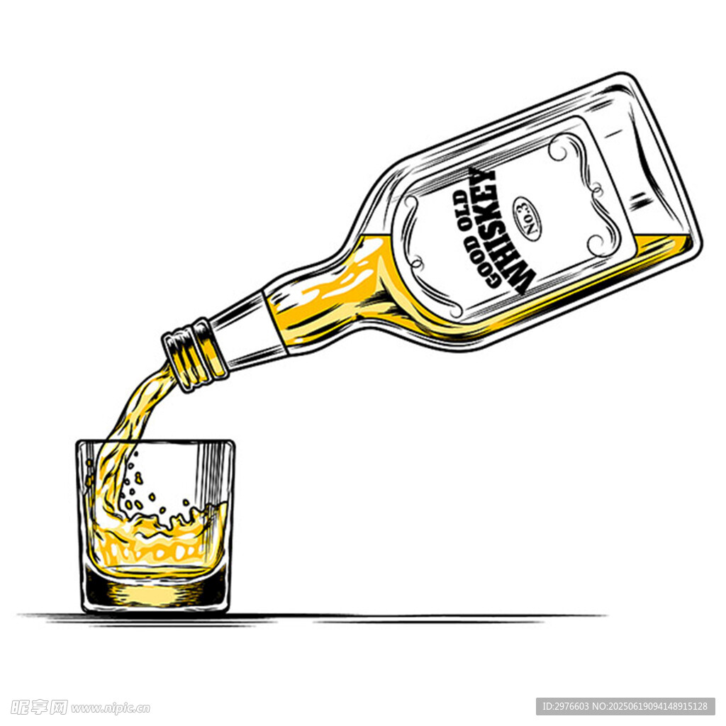 酒瓶倒酒入玻璃杯畫面