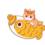 小馬寶寶趴在金魚上玩耍