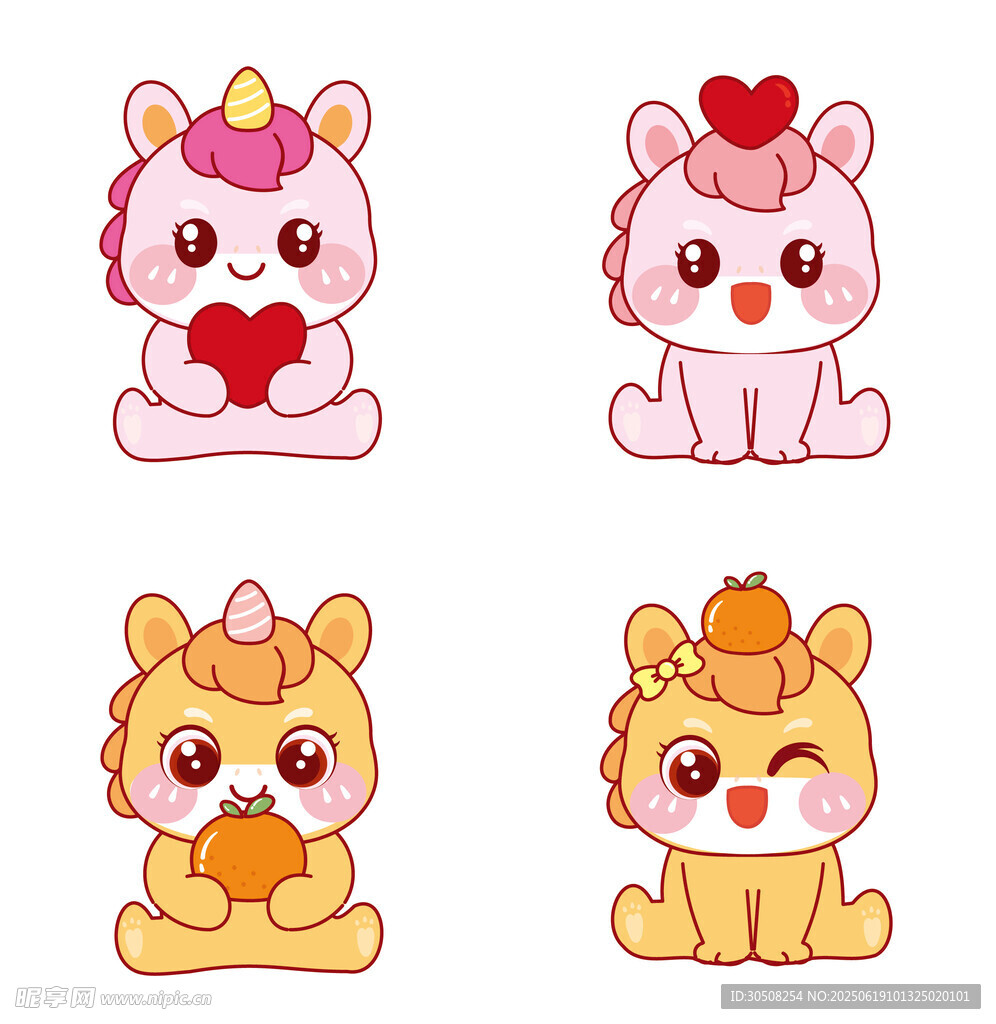 可愛萌趣小馬寶寶動物卡通形象