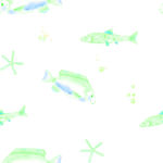 清新水彩風海洋生物圖案