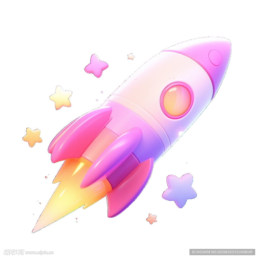 夢幻彩色火箭與星星