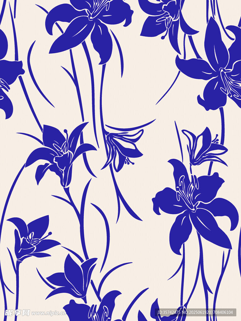 藍(lán)花矢量圖案