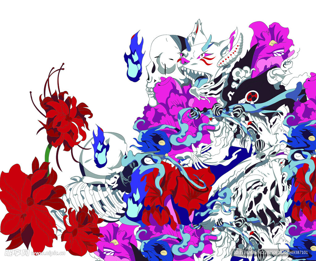 骷髏花卉圖案