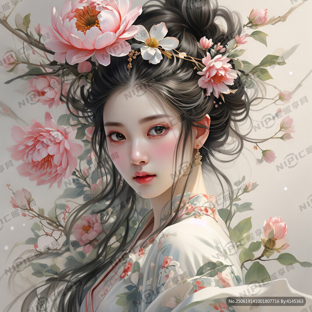 婦女 唯美花神 面容精致 3D