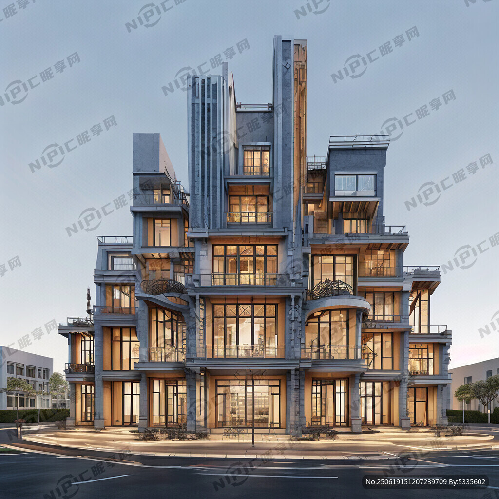 簡約歐式建筑物線條平面圖