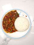 新疆特色美食肉醬蓋飯 宮爆雞丁