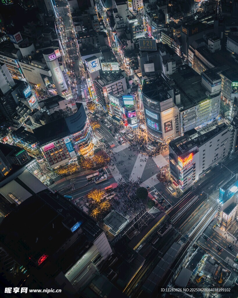 城市璀璨夜景俯瞰圖