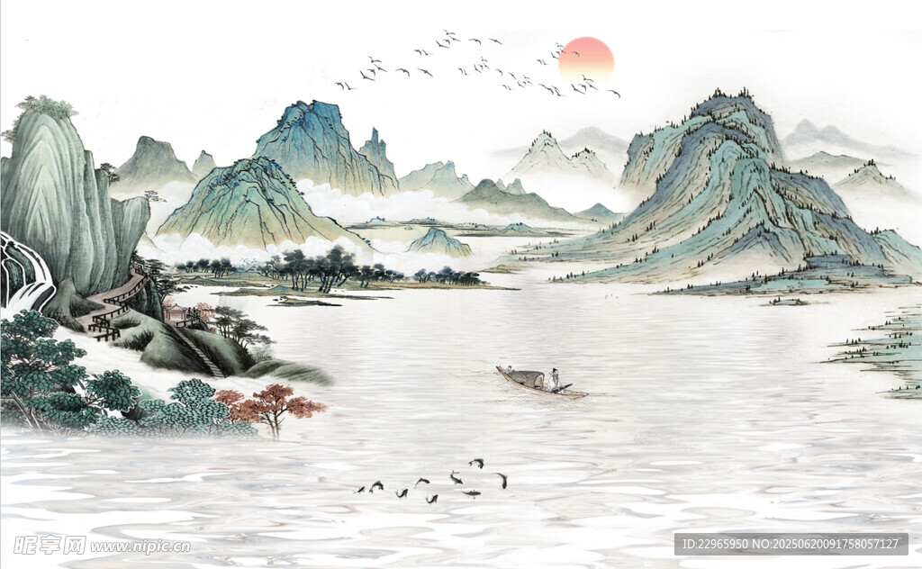 水墨山水間的詩意畫卷