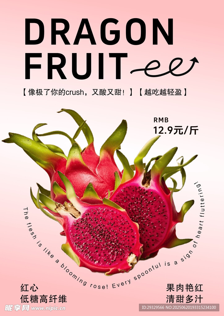 紅心火龍果水果海報