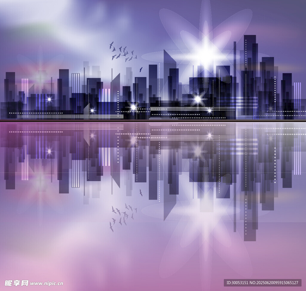 夢幻都市夜景倒影