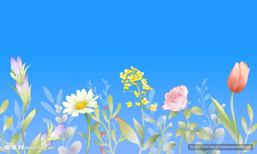 春日手繪花朵