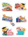 卡通校園學習元素插畫