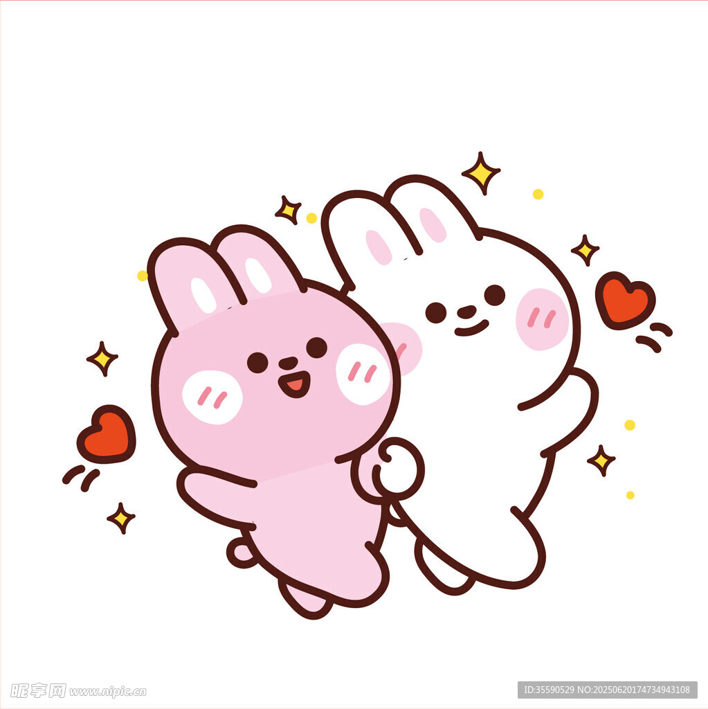 可愛兔子情侶甜蜜依偎