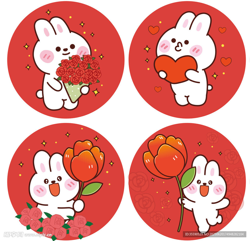 可愛小兔賀歲插畫圖案