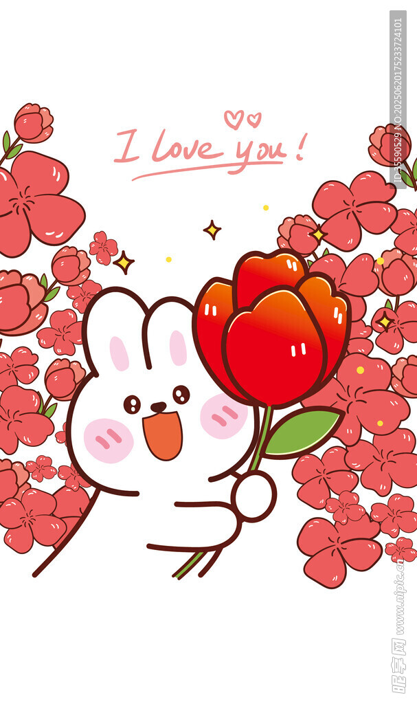 兔子捧花示愛