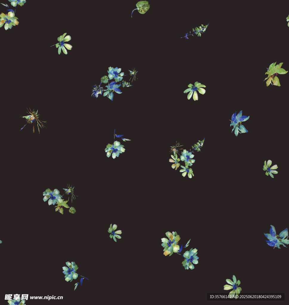 黑色底碎花圖案紋理