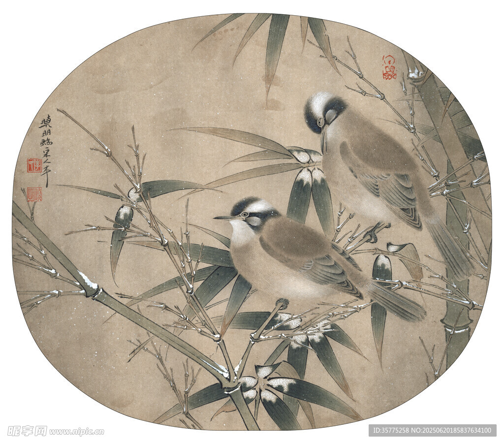 工筆花鳥圖中的靈動鳥兒