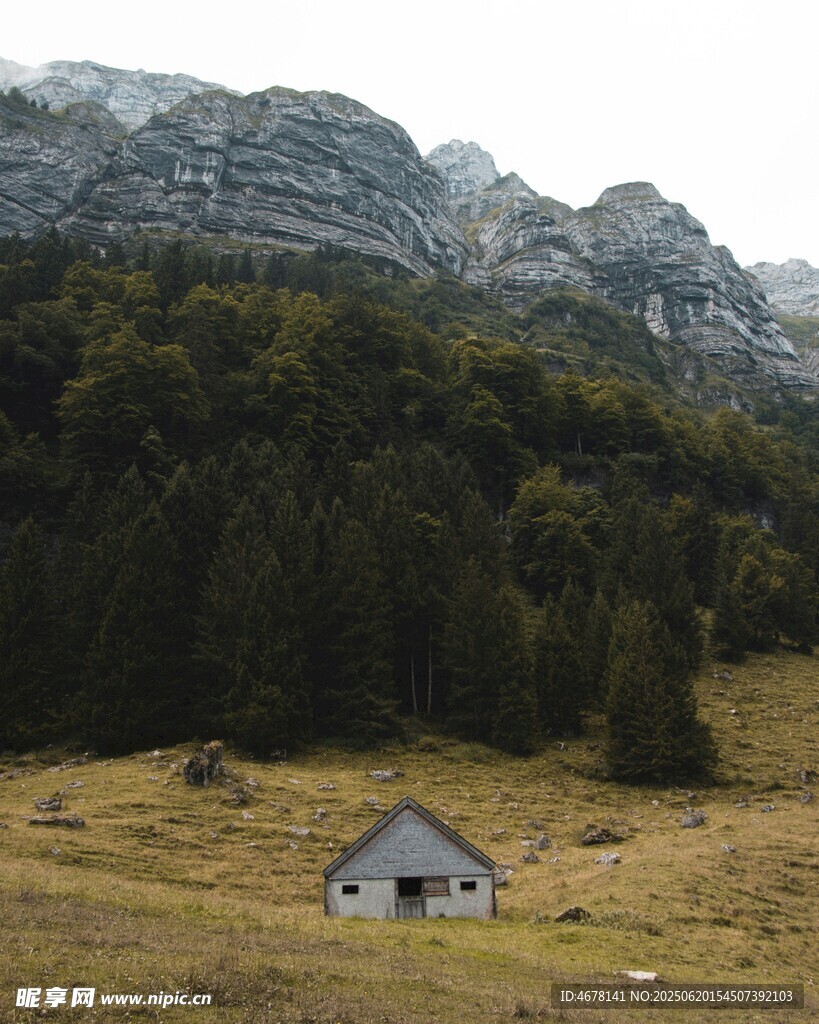 山間小屋靜謐自然之景
