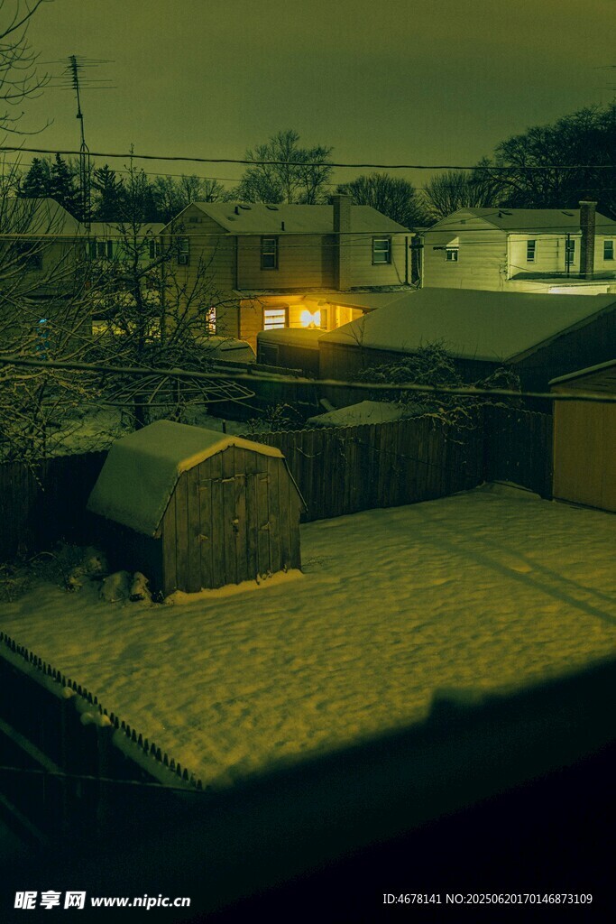 夜晚庭院景象