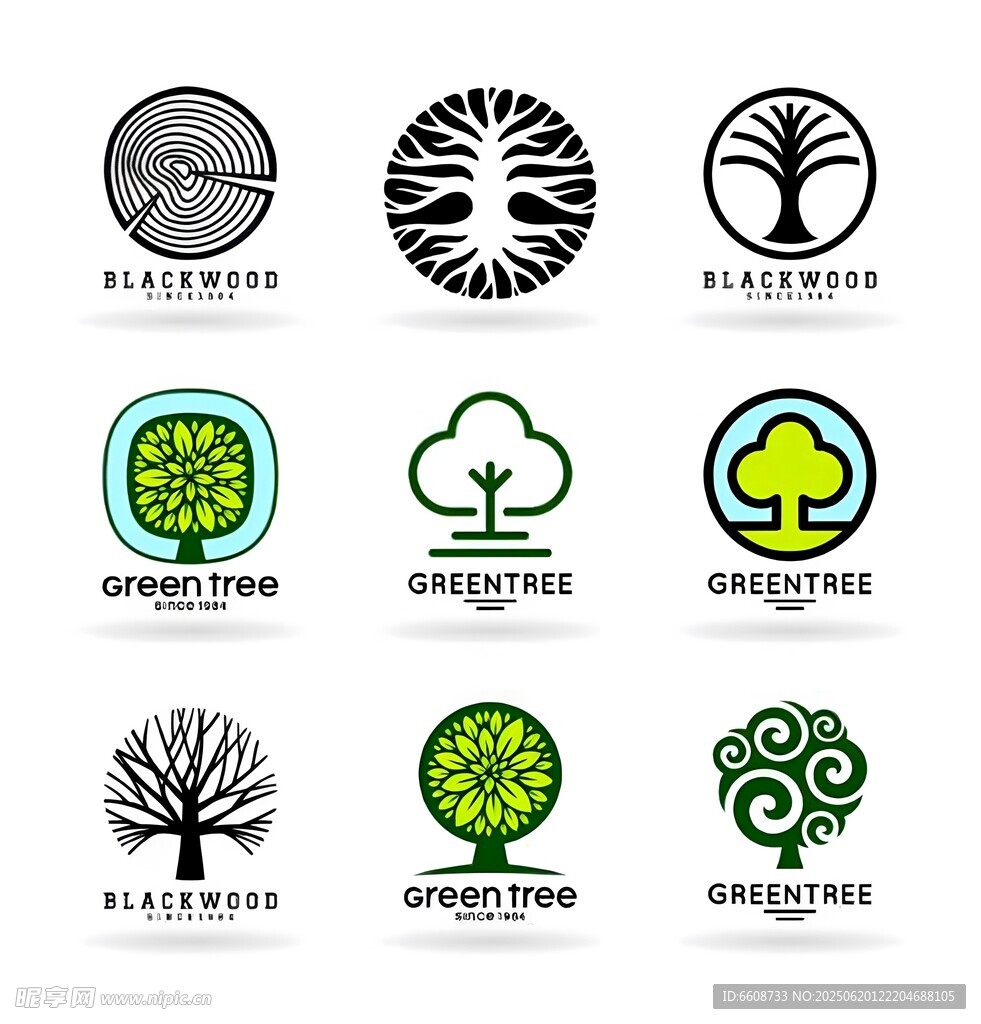 多樣樹木圖標集合