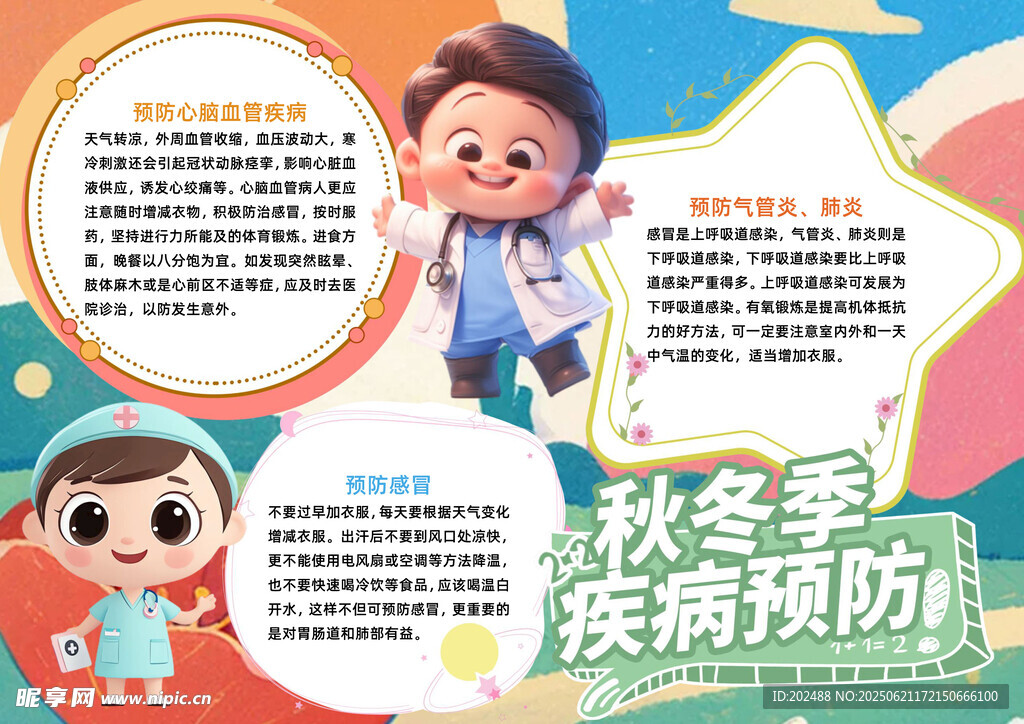 可愛風秋冬季疾病預防手抄報