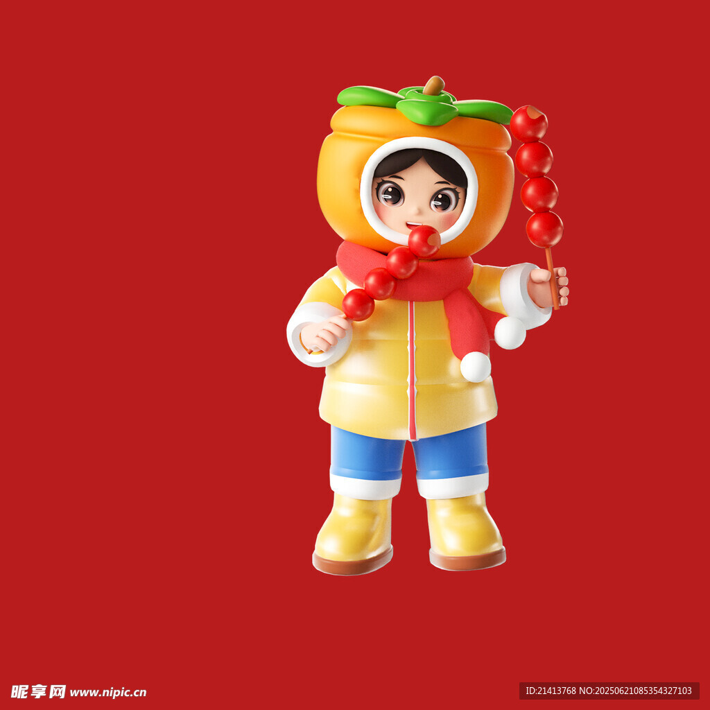 福娃造型的卡通人物賀新春