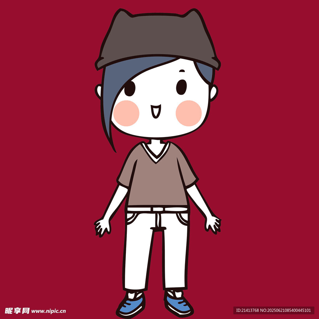 戴帽卡通女孩休閑裝扮
