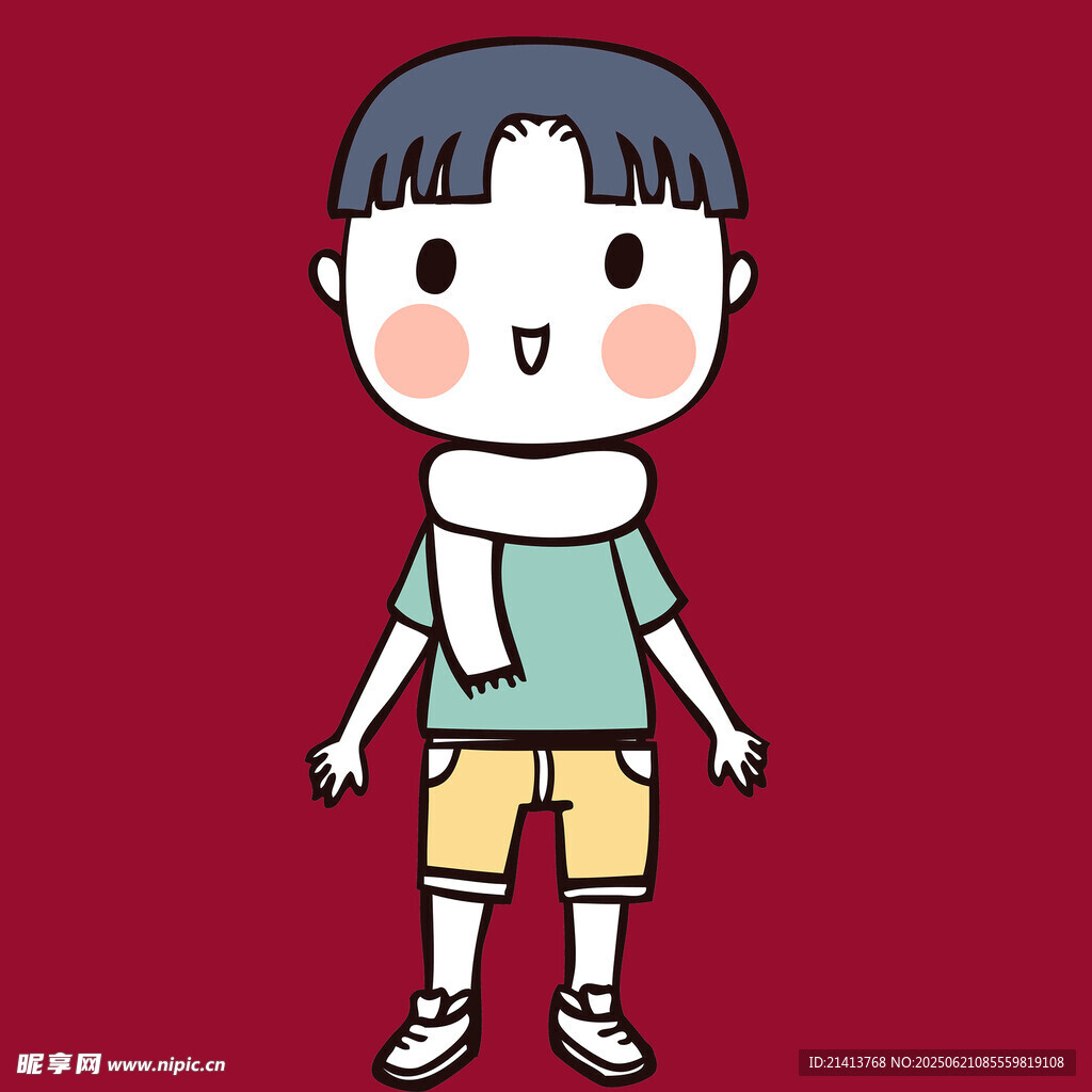 戴圍巾的可愛小男孩