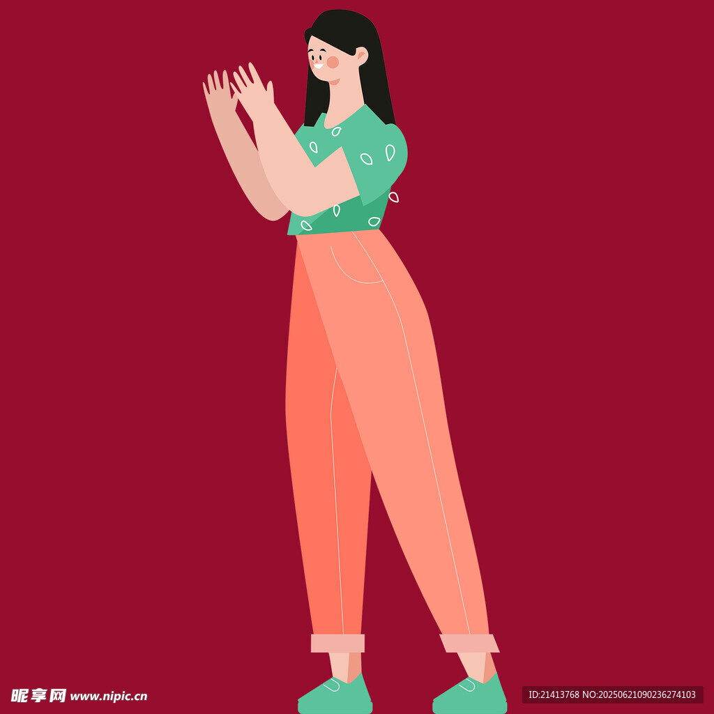 揮手的時尚女性