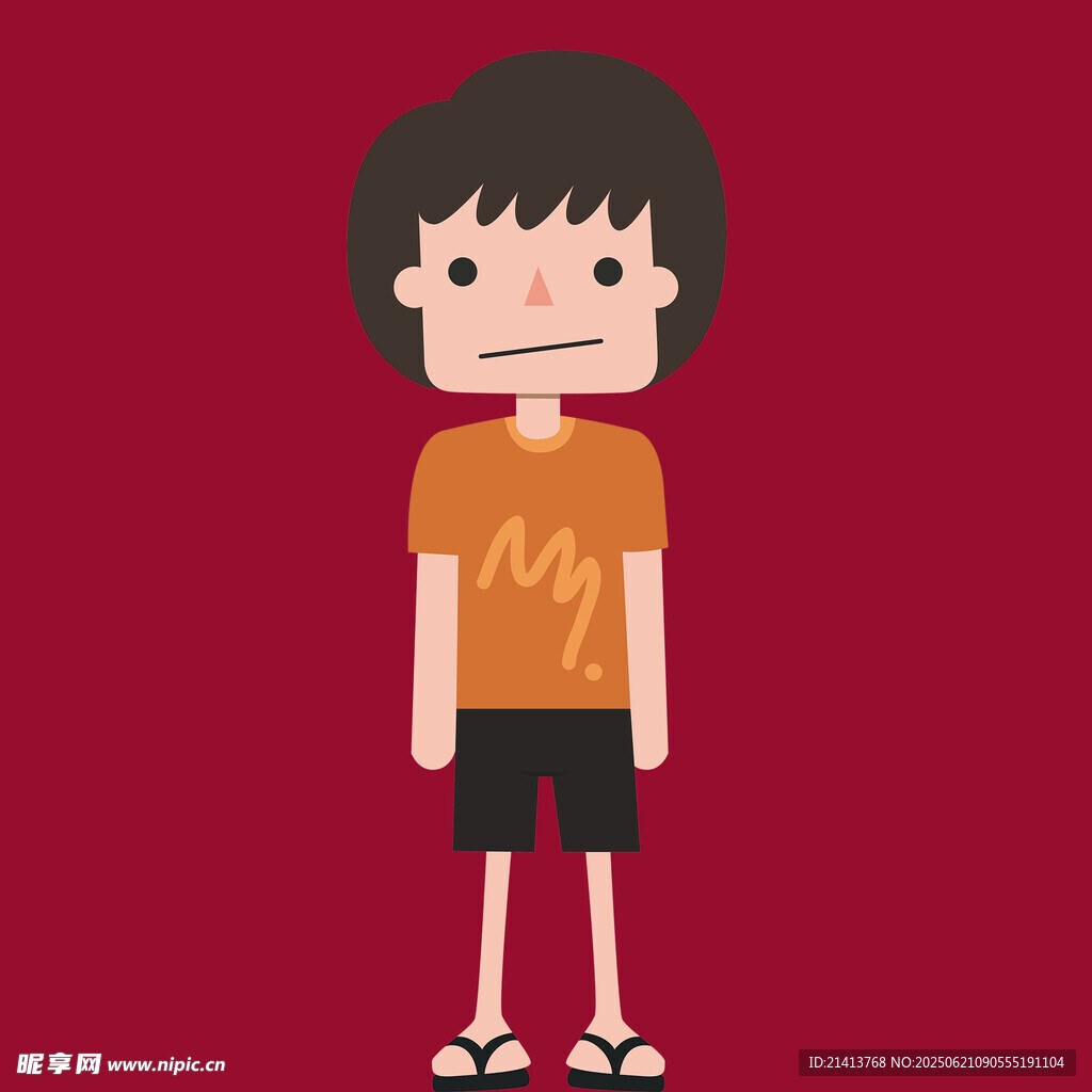 卡通風(fēng)格站立的短發(fā)人物