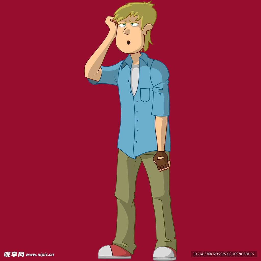穿藍衣的帥氣卡通男孩