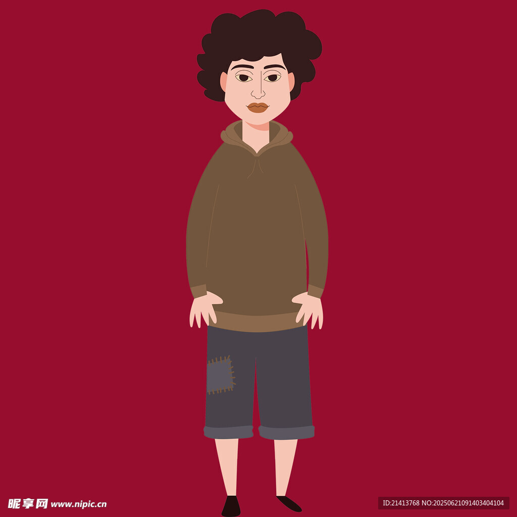 卡通風格站立男孩形象
