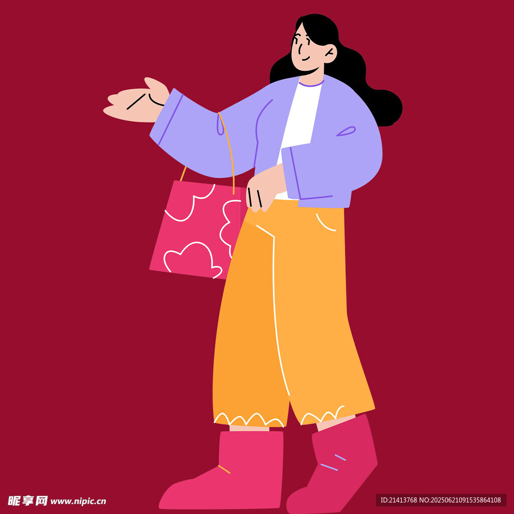 購物女孩展示手中商品