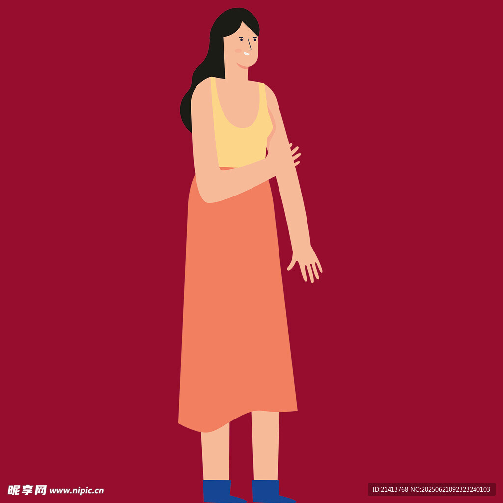 穿長裙的站立女性