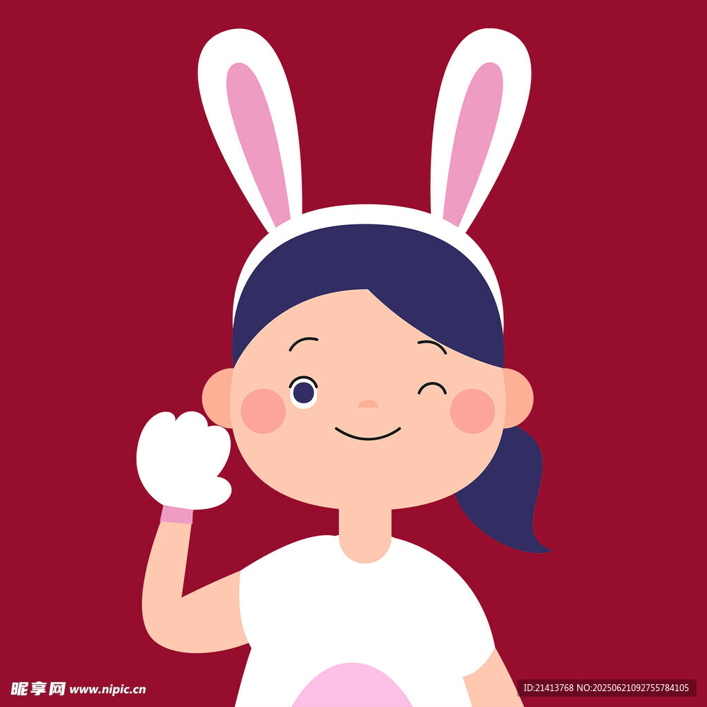 戴兔耳的可愛(ài)小女孩
