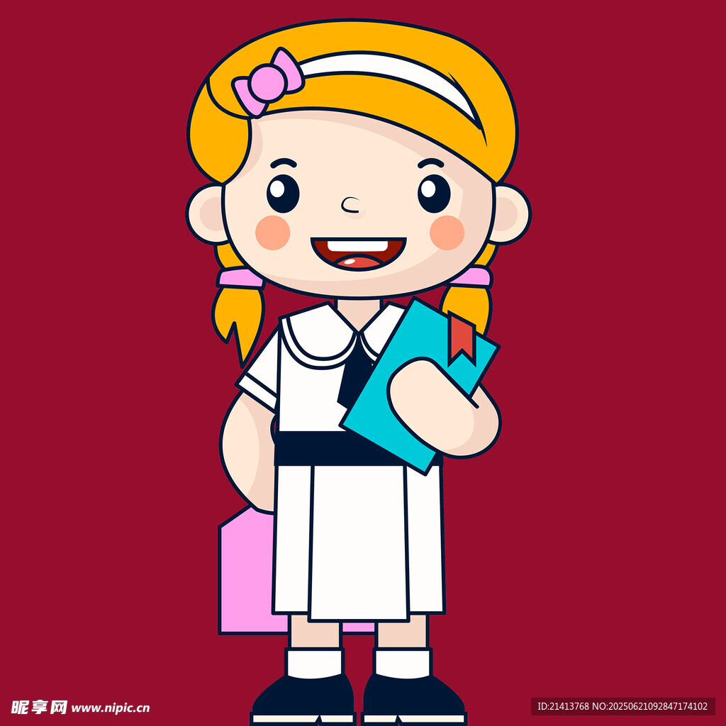 背著書包的可愛小女孩