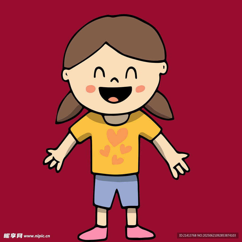 快樂小女孩張開雙臂