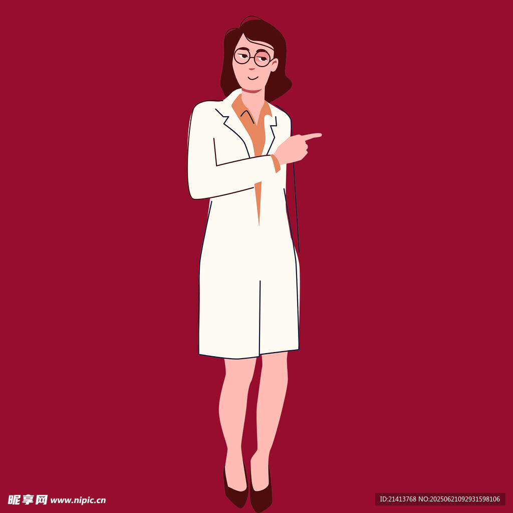 優雅白衣女士指向一側