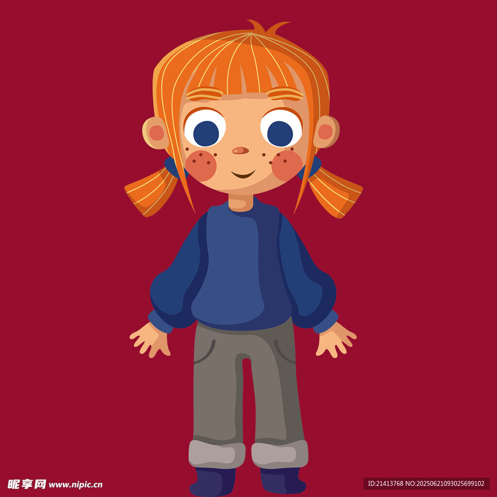 紅發(fā)雙馬尾小女孩形象