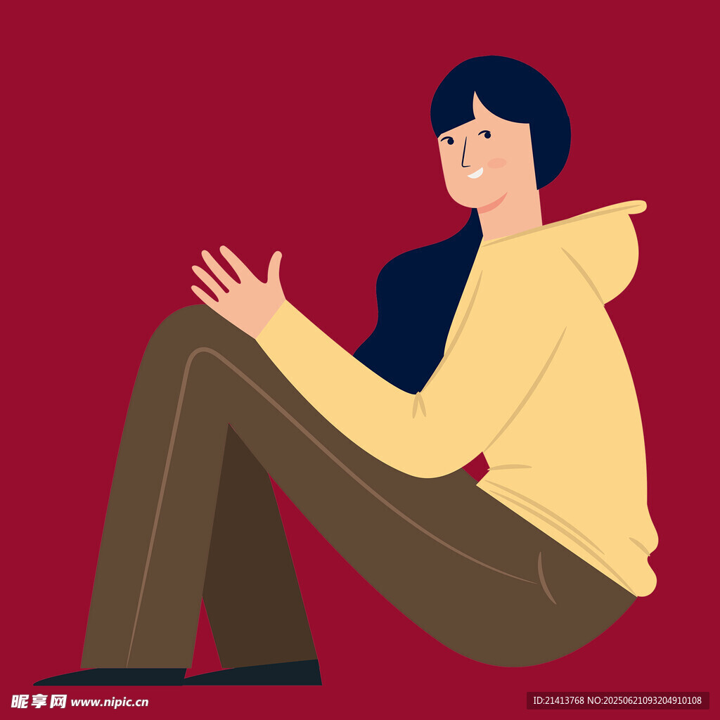 坐著的休閑女性形象