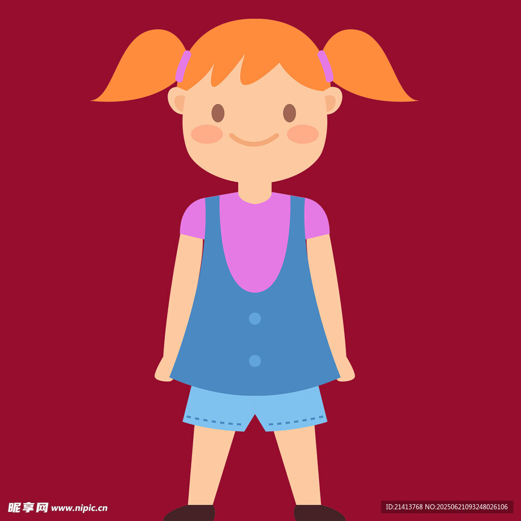 扎雙馬尾的可愛小女孩