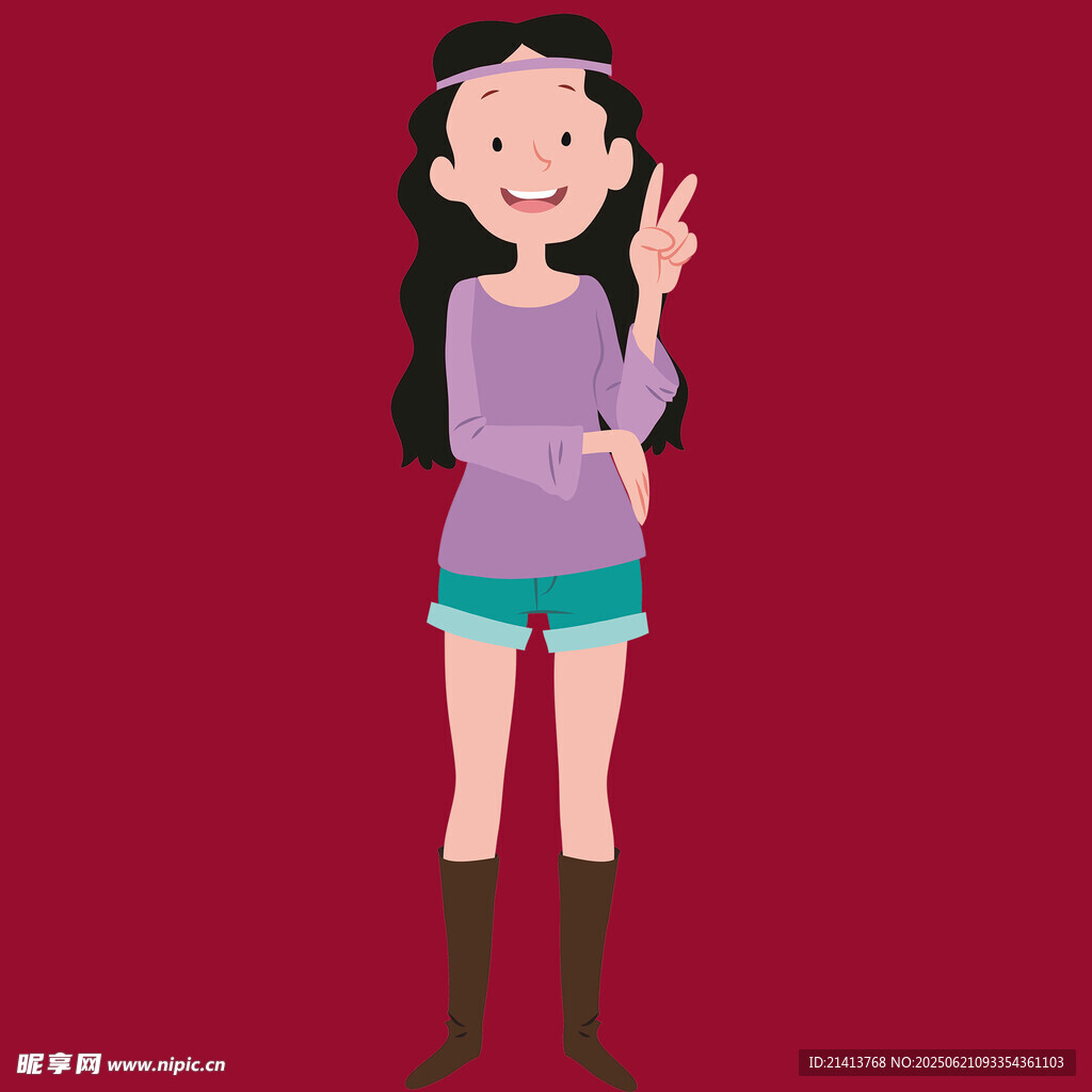 俏皮女孩比耶可愛瞬間