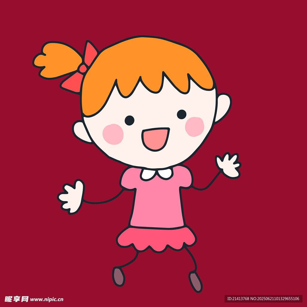 跳躍的紅衣小女孩