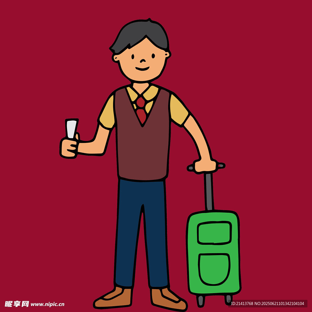 老人手持車票拉行李箱